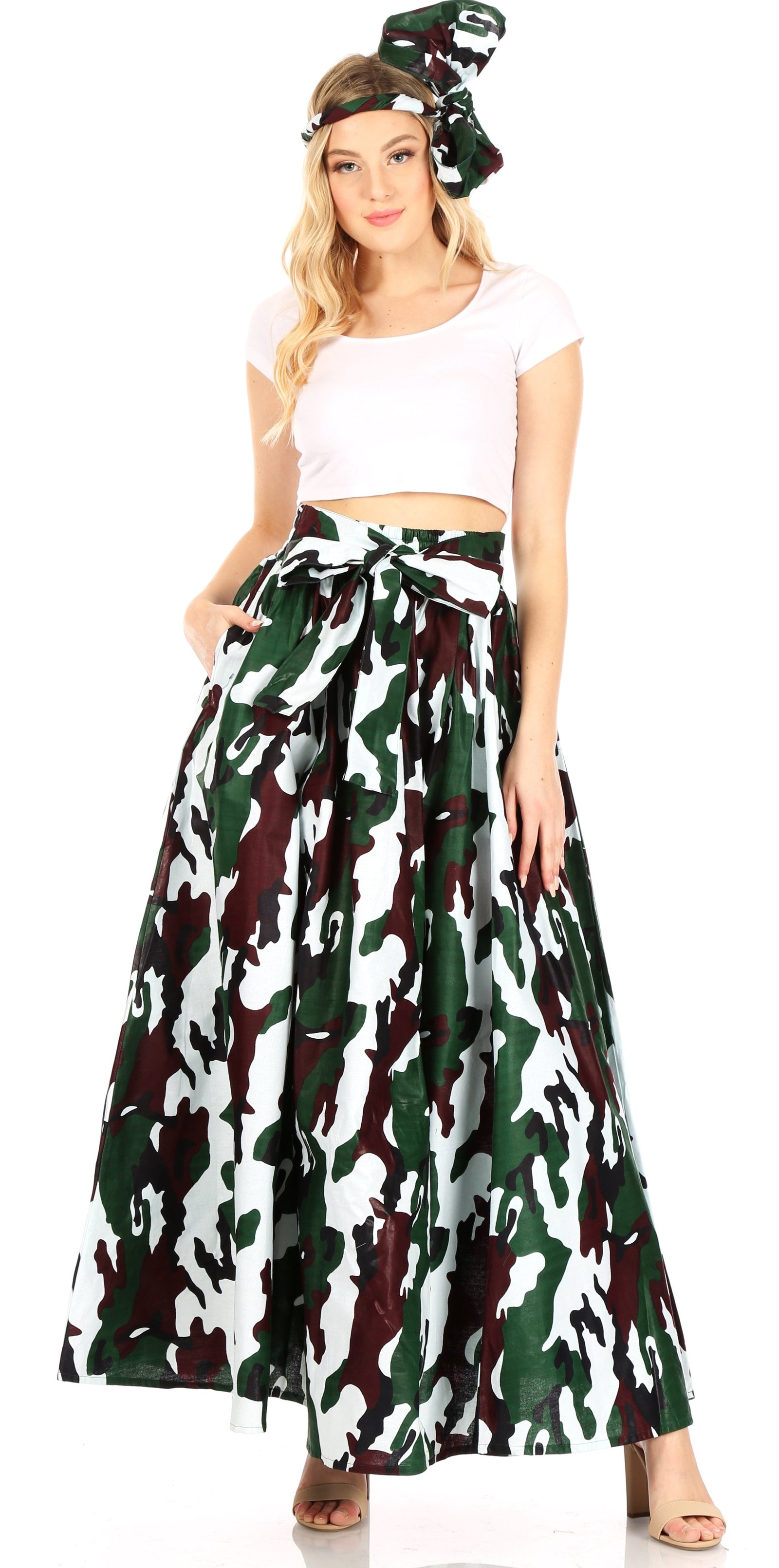 Sakkas Asma Convertible Traditional Wax Print Adjustable Strap Maxi Skirt Dress