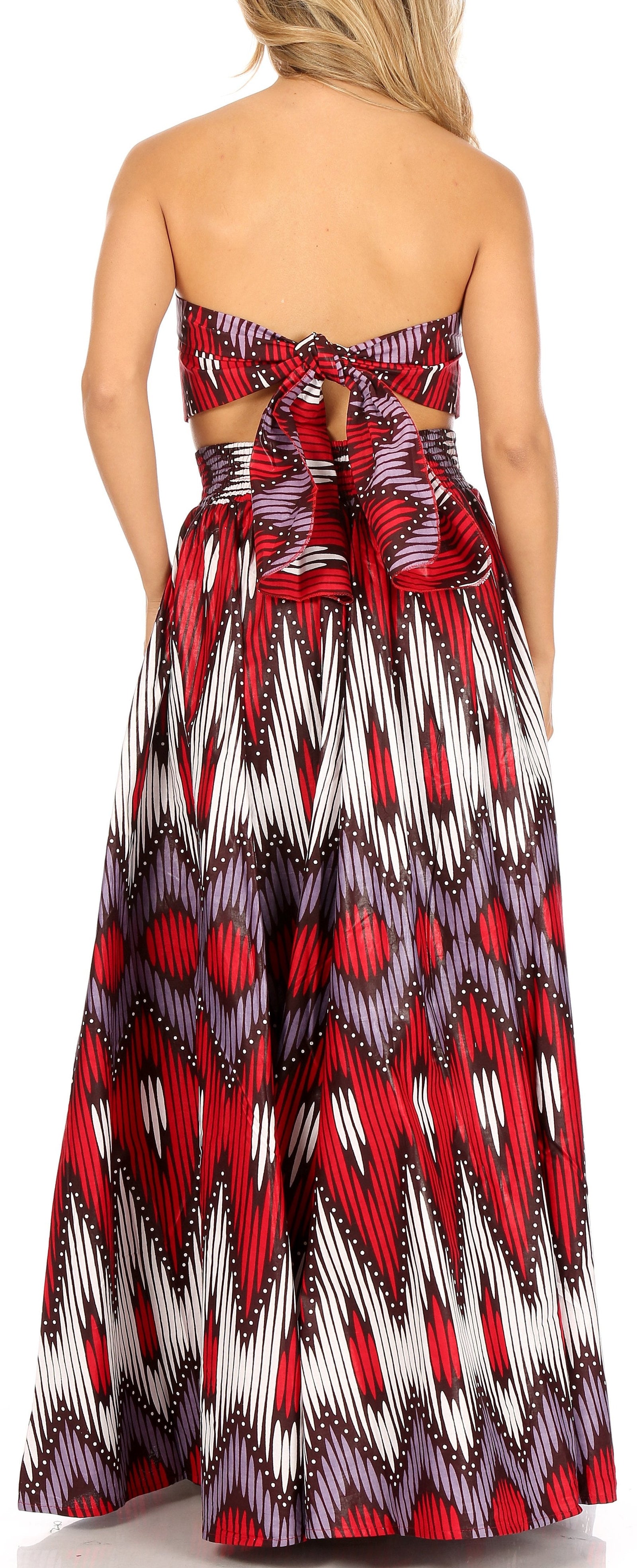 Sakkas Asma Convertible Traditional Wax Print Adjustable Strap Maxi Skirt Dress