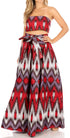 Sakkas Asma Convertible Traditional Wax Print Adjustable Strap Maxi Skirt Dress