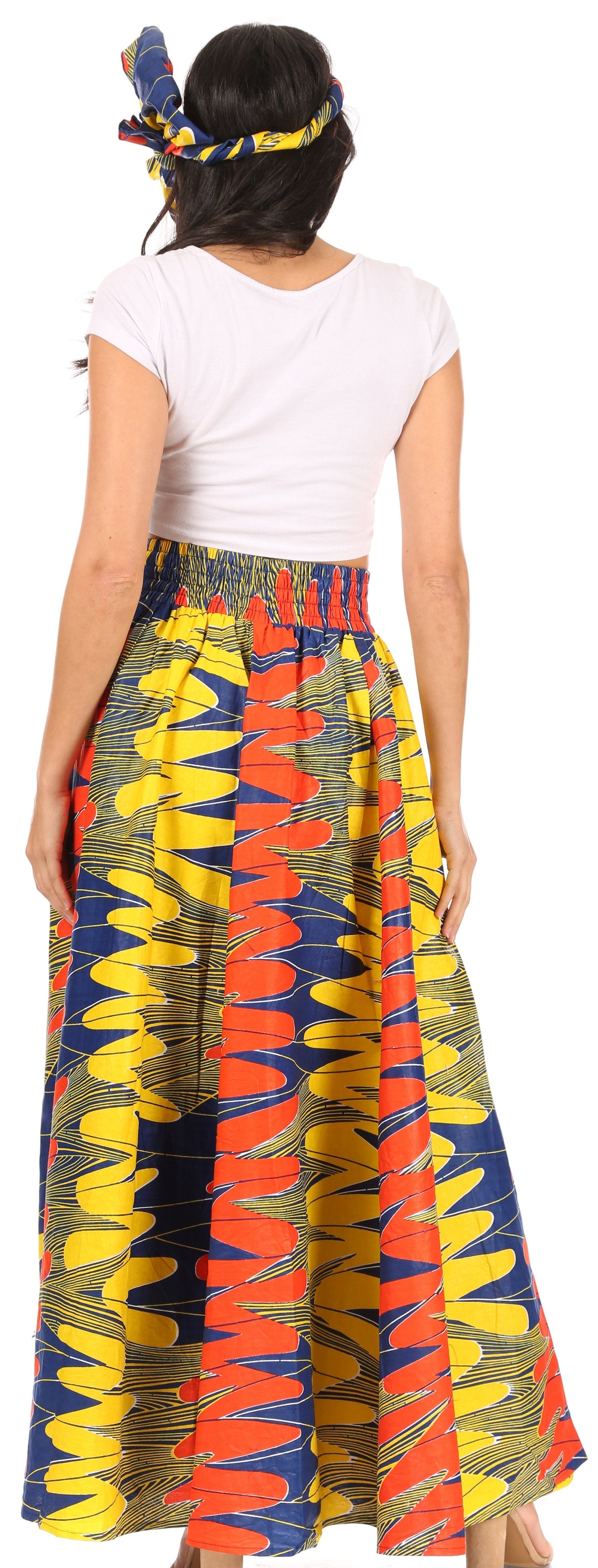 Sakkas Asma Convertible Traditional Wax Print Adjustable Strap Maxi Skirt Dress