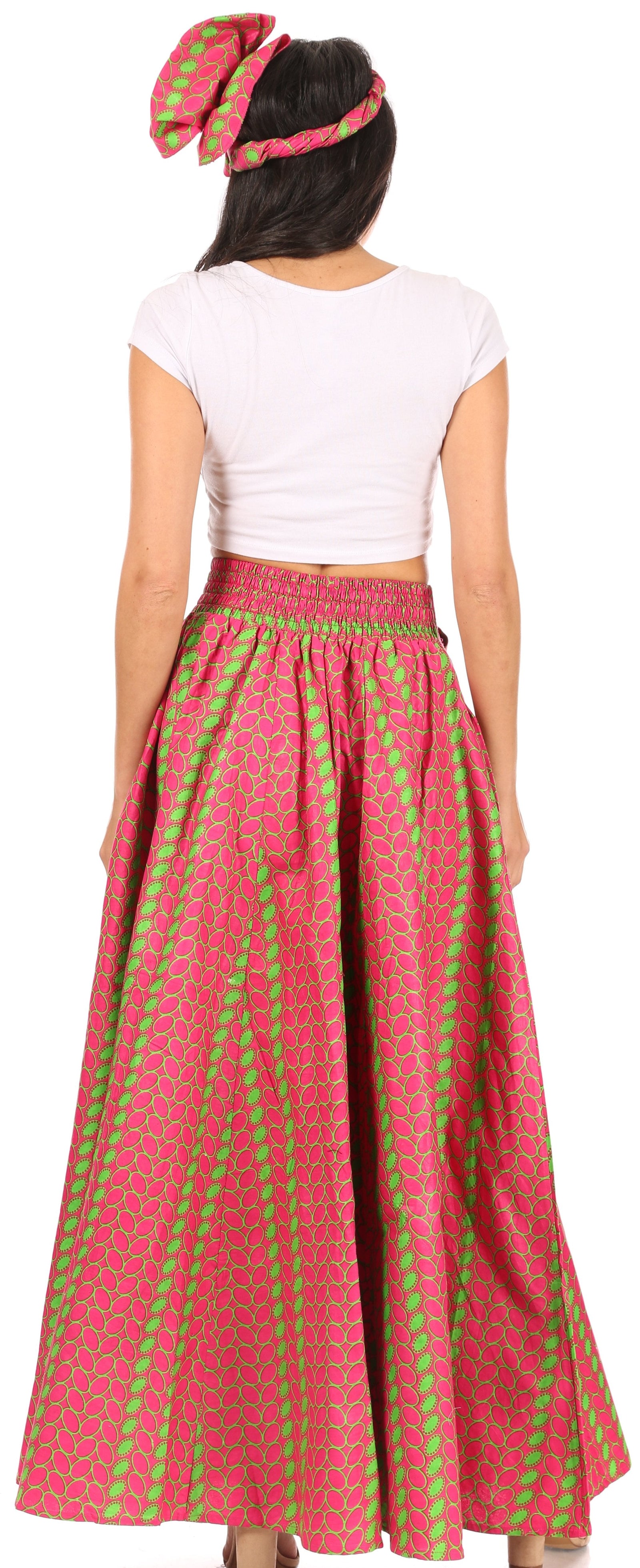 Sakkas Asma Convertible Traditional Wax Print Adjustable Strap Maxi Skirt Dress