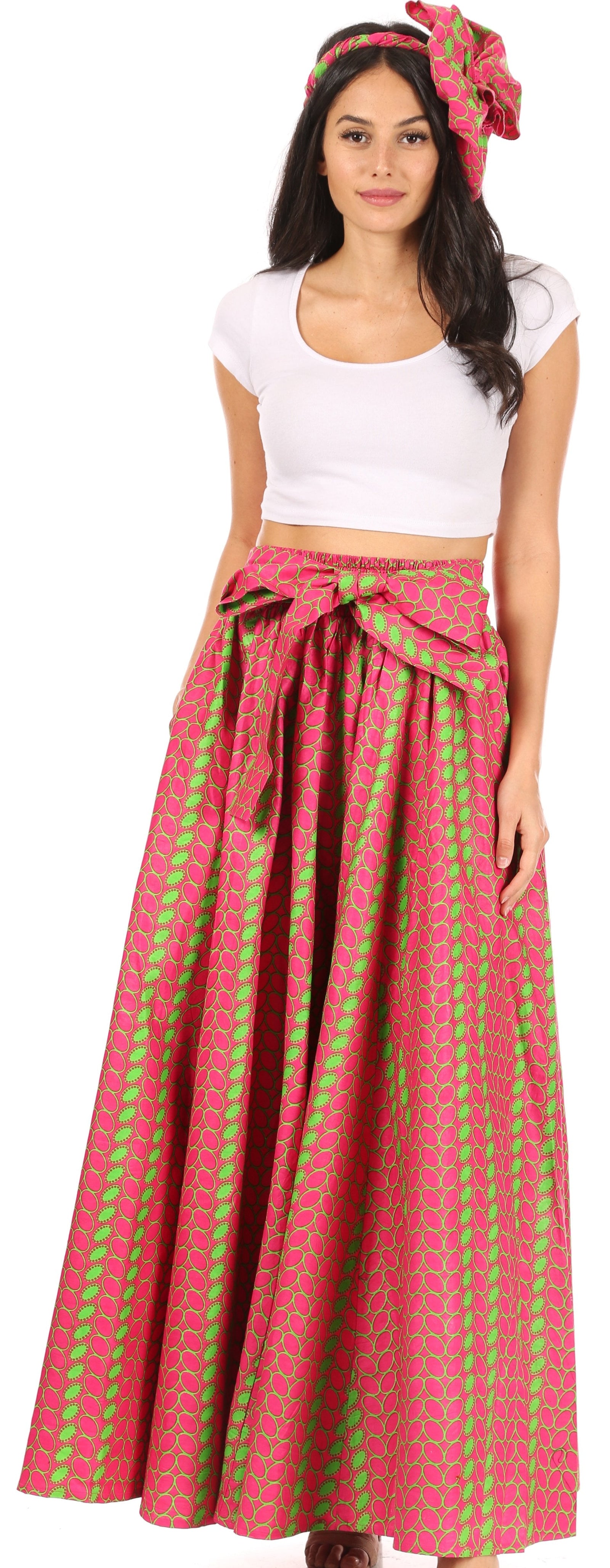 Sakkas Asma Convertible Traditional Wax Print Adjustable Strap Maxi Skirt Dress