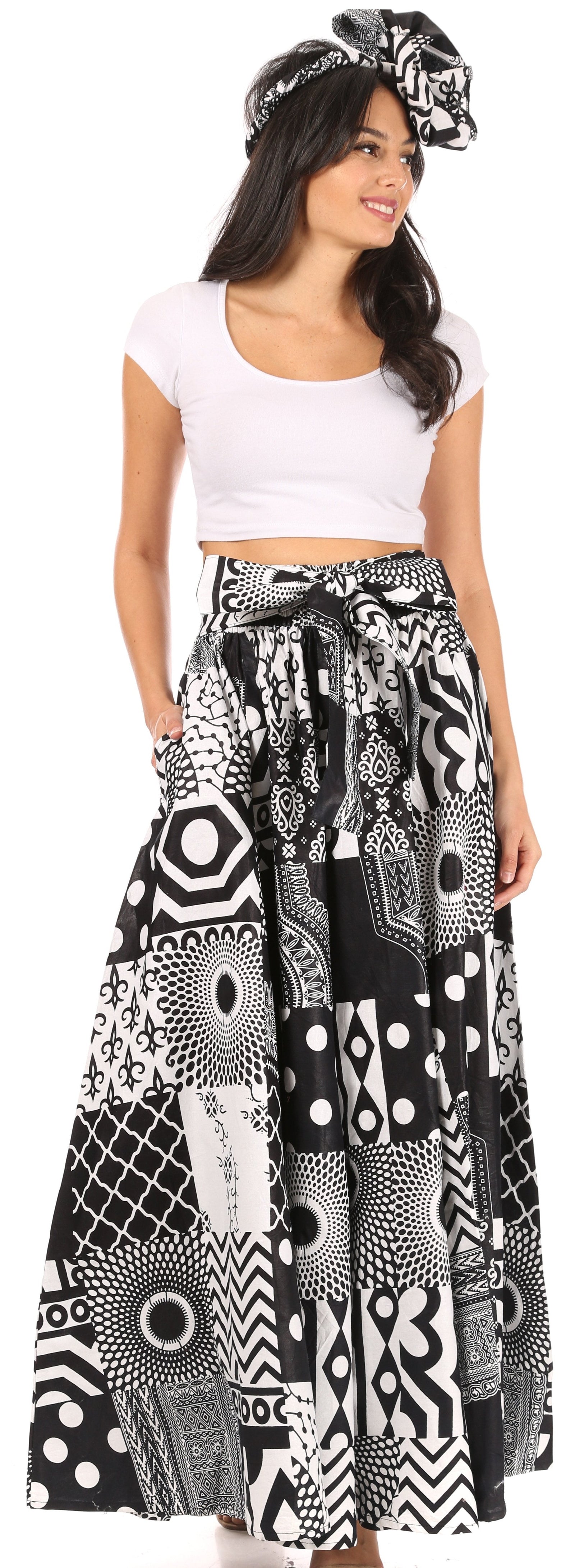 Sakkas Asma Convertible Traditional Wax Print Adjustable Strap Maxi Skirt Dress
