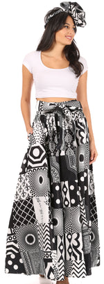 Sakkas Asma Convertible Traditional Wax Print Adjustable Strap Maxi Skirt Dress