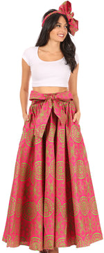 Sakkas Asma Convertible Traditional Wax Print Adjustable Strap Maxi Skirt Dress