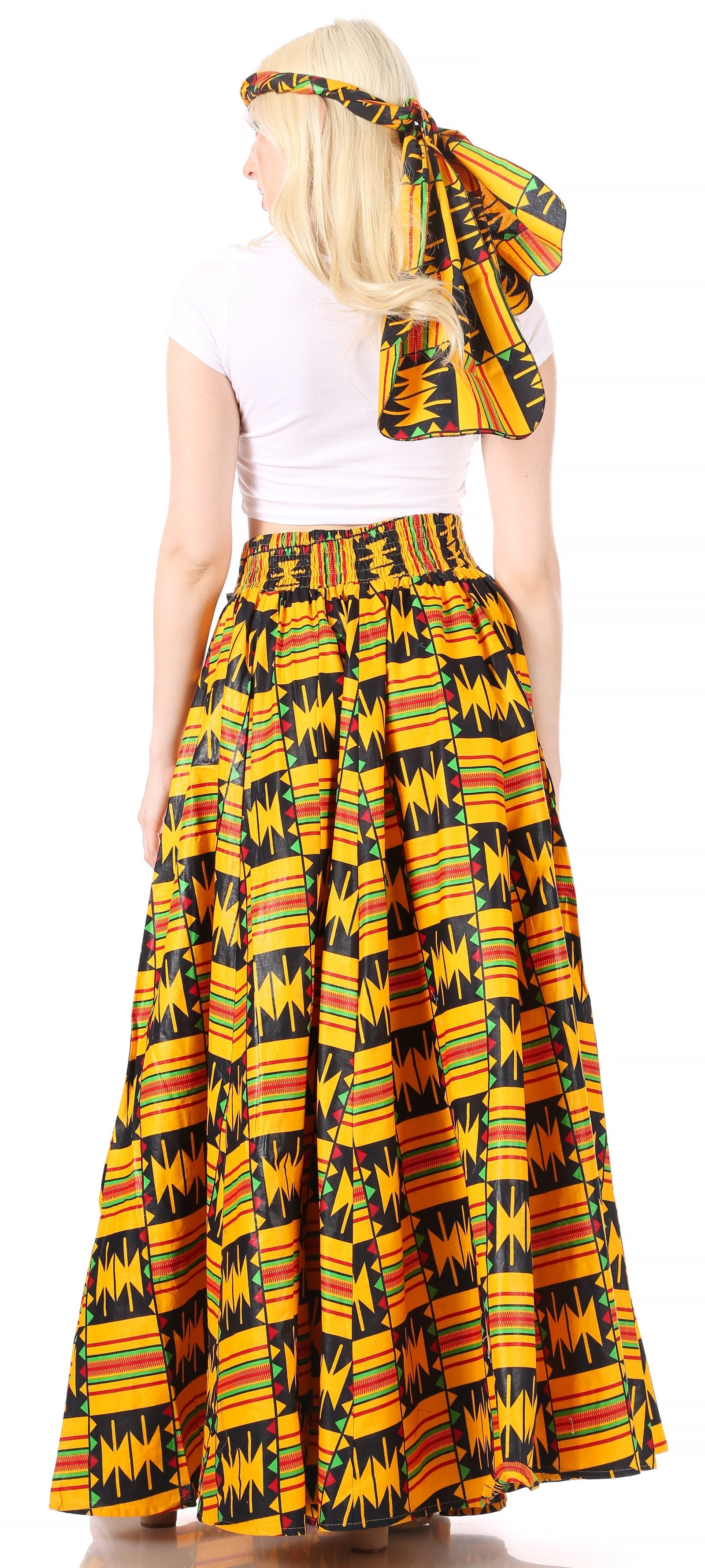 Sakkas Asma Convertible Traditional Wax Print Adjustable Strap Maxi Skirt Dress
