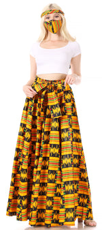 Sakkas Asma Convertible Traditional Wax Print Adjustable Strap Maxi Skirt Dress