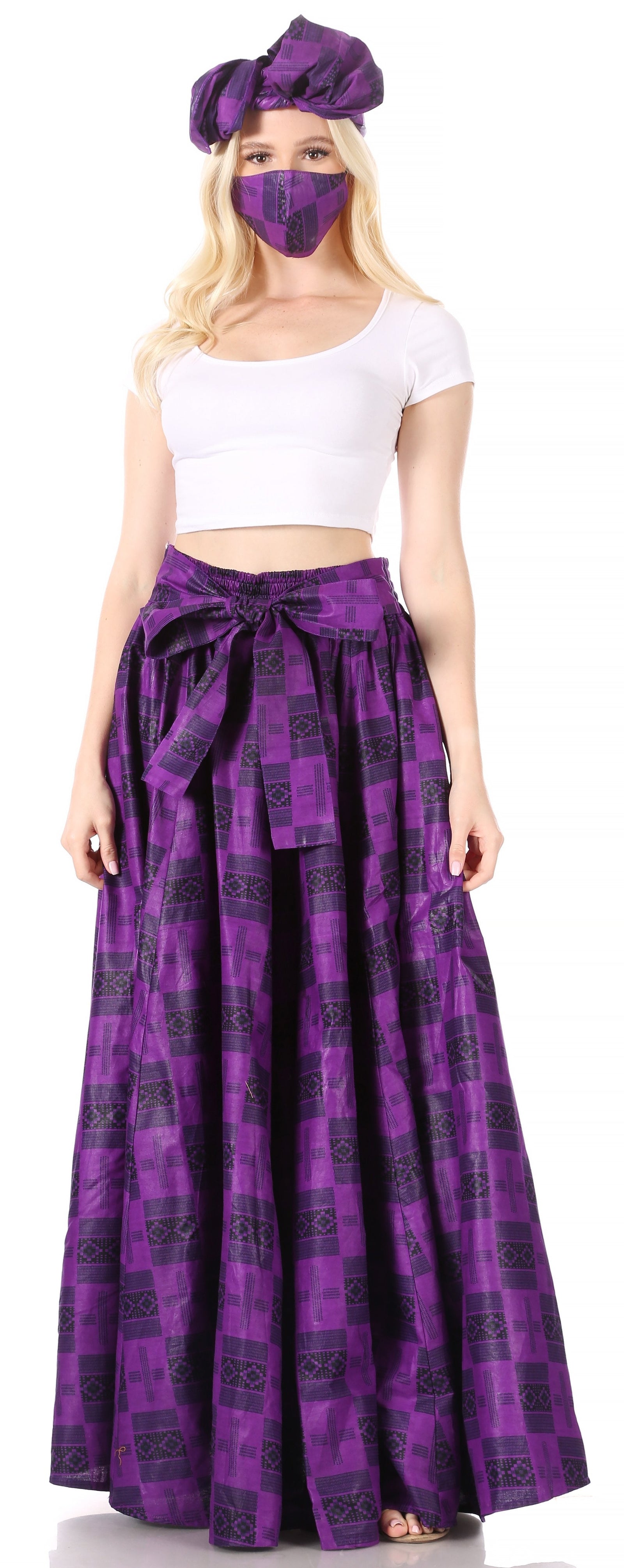 Sakkas Asma Convertible Traditional Wax Print Adjustable Strap Maxi Skirt Dress