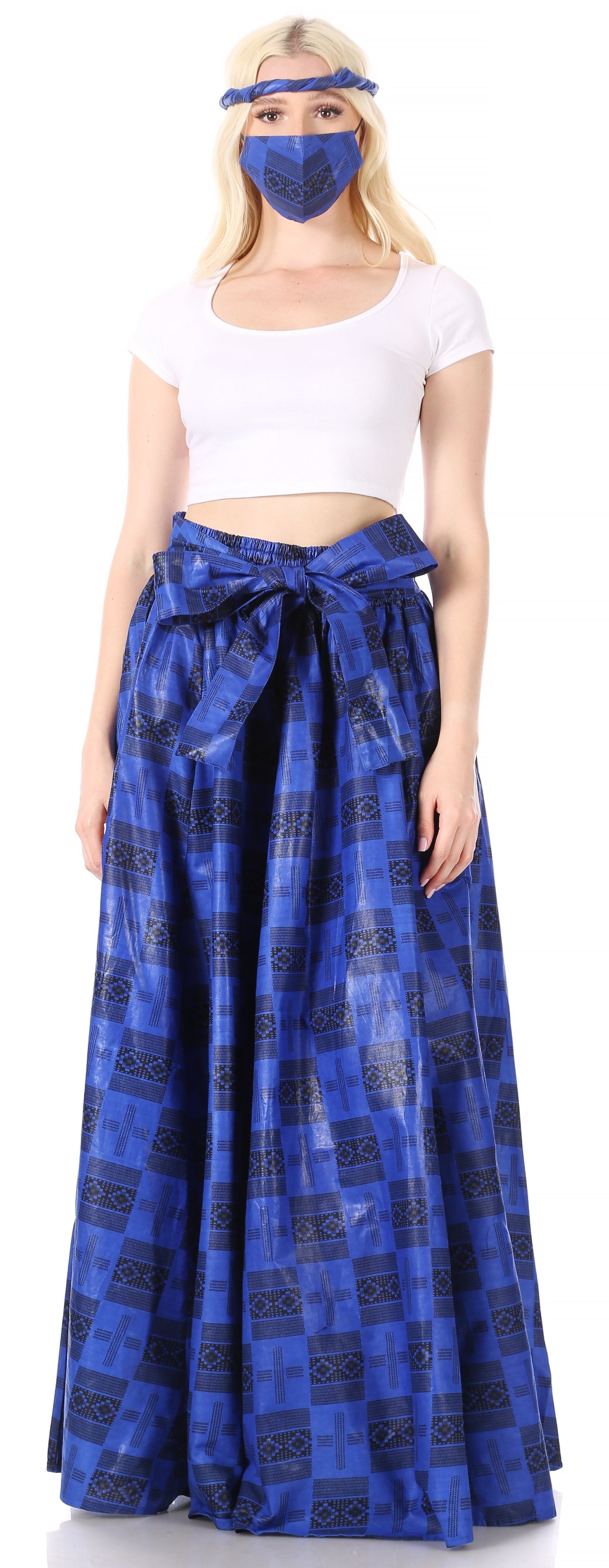 Sakkas Asma Convertible Traditional Wax Print Adjustable Strap Maxi Skirt Dress