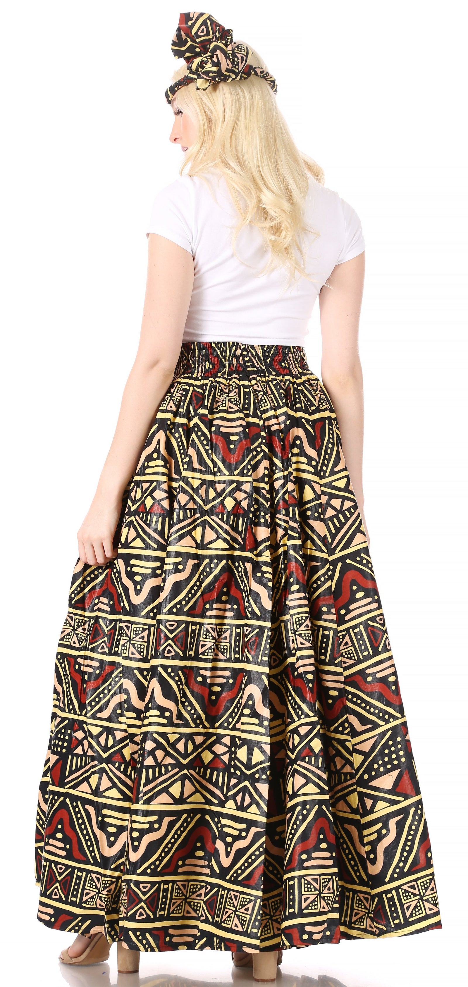 Sakkas Asma Convertible Traditional Wax Print Adjustable Strap Maxi Skirt Dress