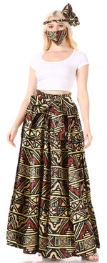 Sakkas Asma Convertible Traditional Wax Print Adjustable Strap Maxi Skirt Dress