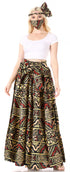Sakkas Asma Convertible Traditional Wax Print Adjustable Strap Maxi Skirt Dress