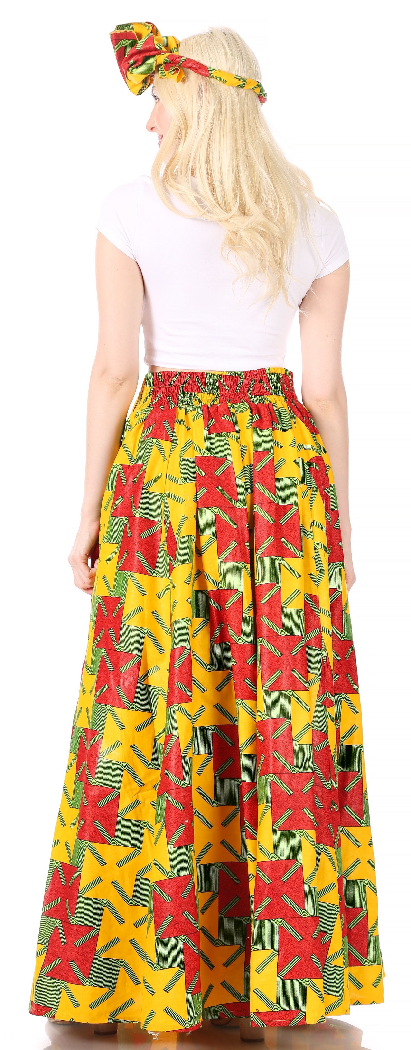 Sakkas Asma Convertible Traditional Wax Print Adjustable Strap Maxi Skirt Dress