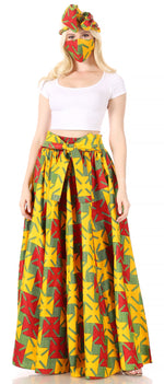 Sakkas Asma Convertible Traditional Wax Print Adjustable Strap Maxi Skirt Dress
