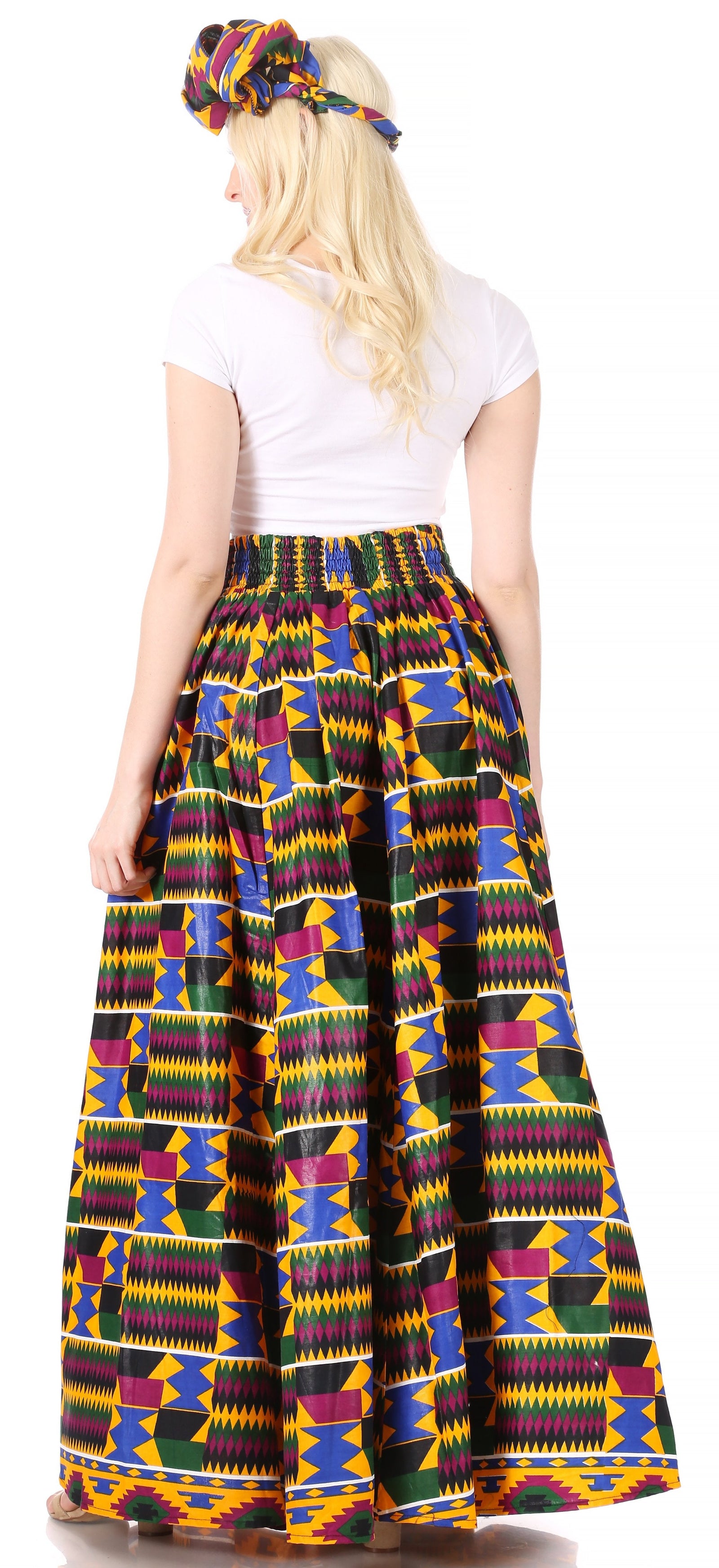 Sakkas Asma Convertible Traditional Wax Print Adjustable Strap Maxi Skirt Dress