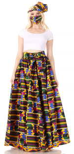 Sakkas Asma Convertible Traditional Wax Print Adjustable Strap Maxi Skirt Dress