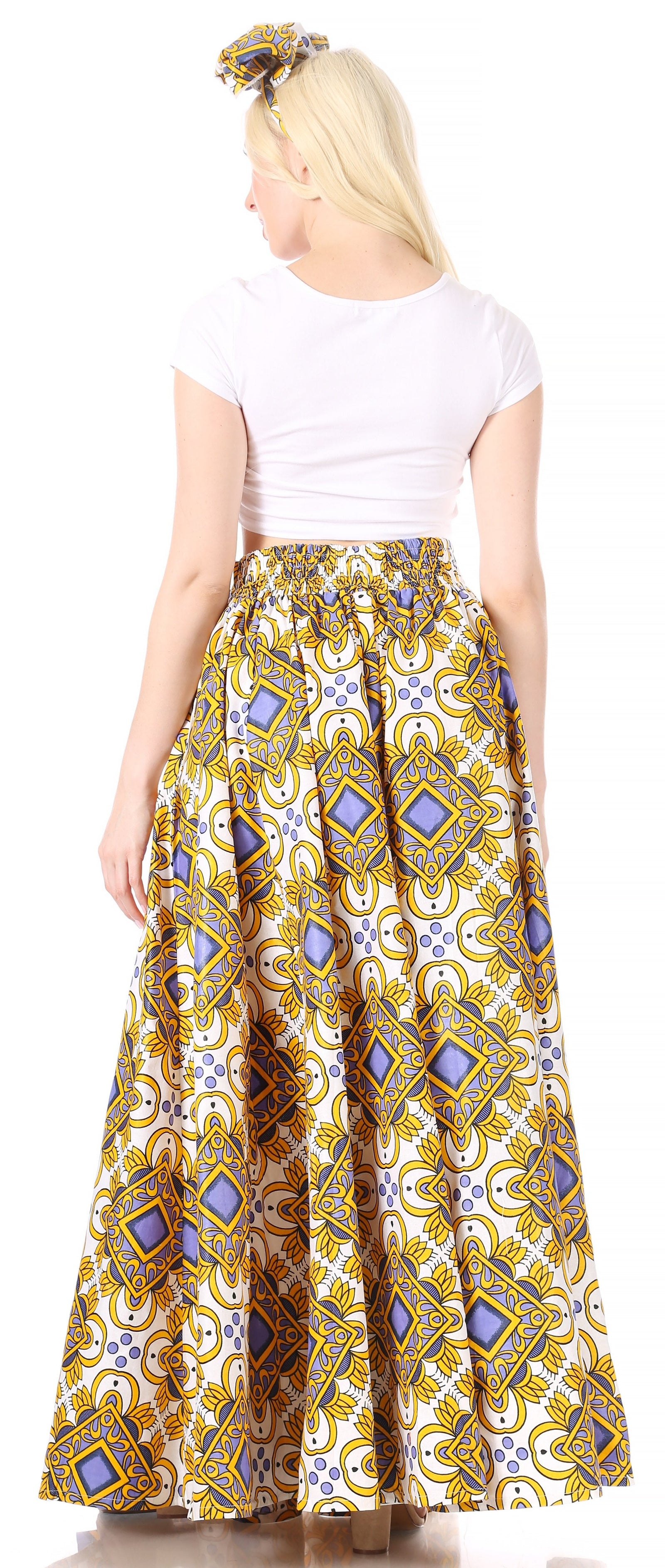 Sakkas Asma Convertible Traditional Wax Print Adjustable Strap Maxi Skirt Dress