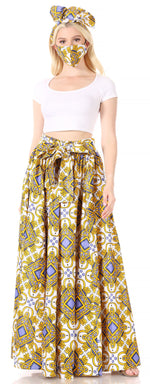 Sakkas Asma Convertible Traditional Wax Print Adjustable Strap Maxi Skirt Dress