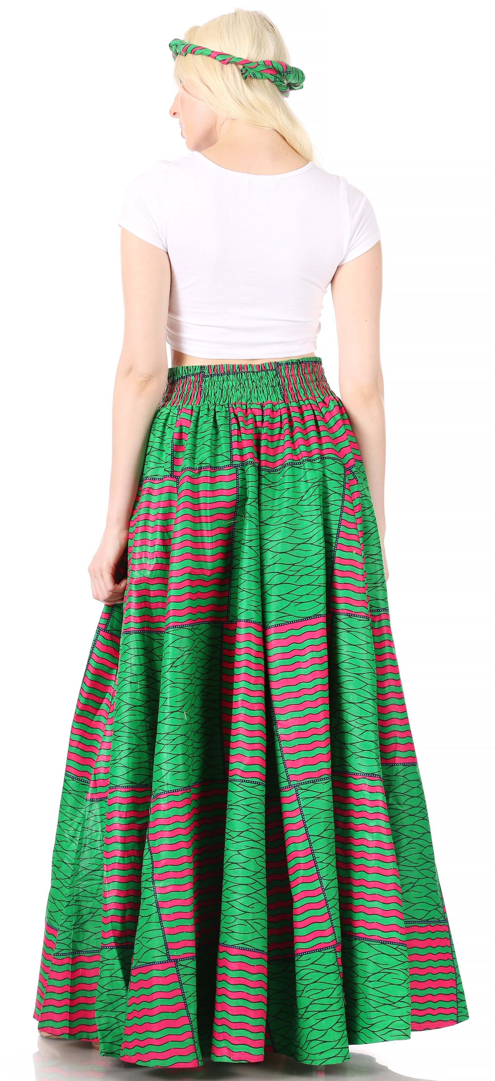 Sakkas Asma Convertible Traditional Wax Print Adjustable Strap Maxi Skirt Dress