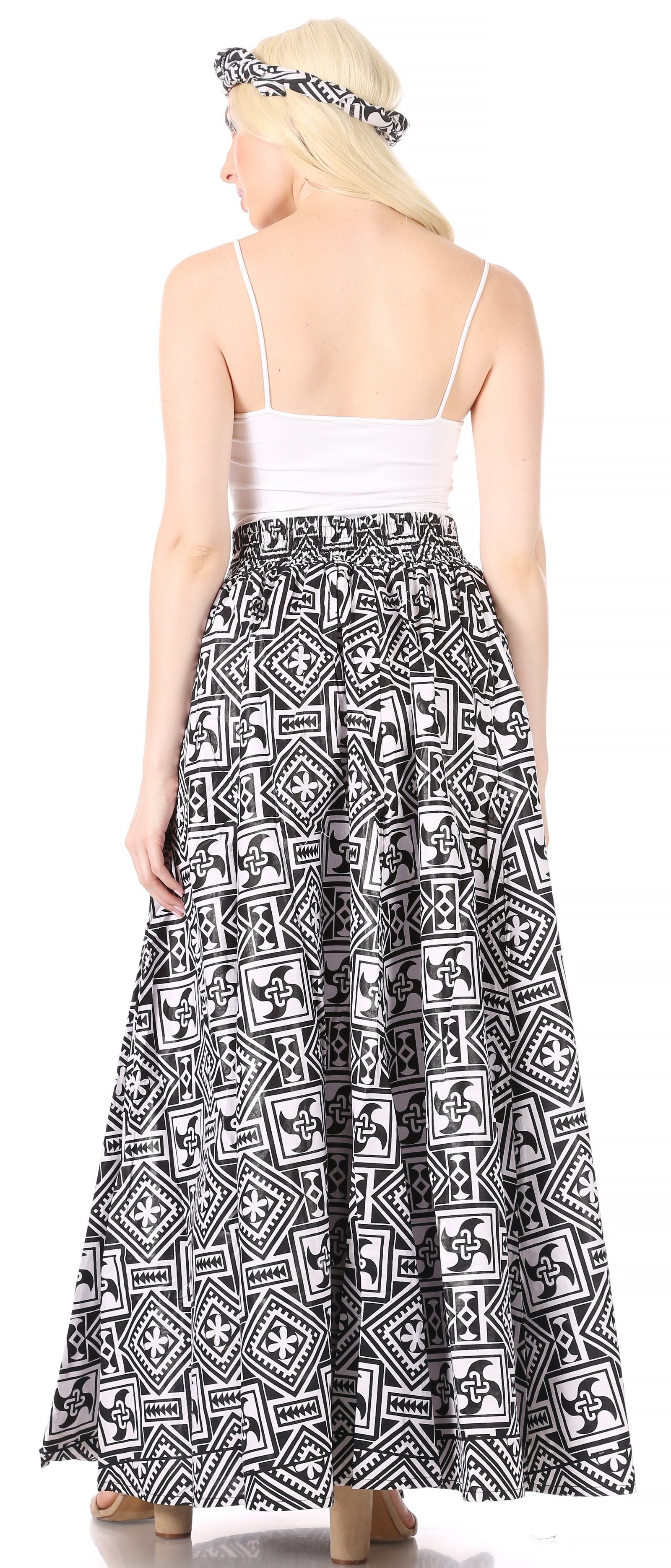 Sakkas Asma Convertible Traditional Wax Print Adjustable Strap Maxi Skirt Dress
