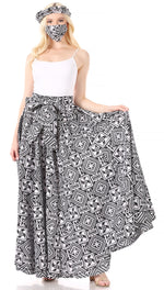 Sakkas Asma Convertible Traditional Wax Print Adjustable Strap Maxi Skirt Dress