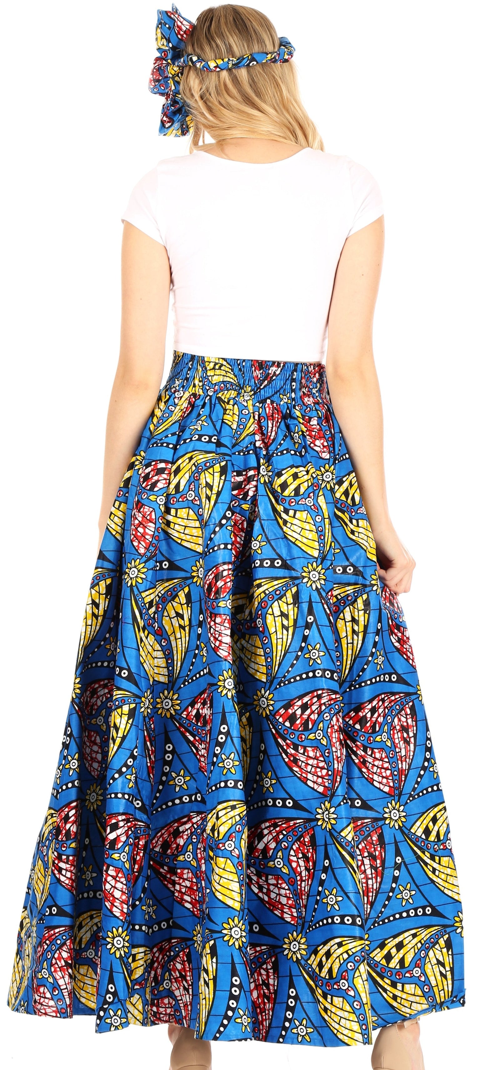 Sakkas Asma Convertible Traditional Wax Print Adjustable Strap Maxi Skirt Dress