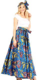 Sakkas Asma Convertible Traditional Wax Print Adjustable Strap Maxi Skirt Dress