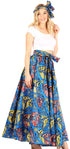 Sakkas Asma Convertible Traditional Wax Print Adjustable Strap Maxi Skirt Dress