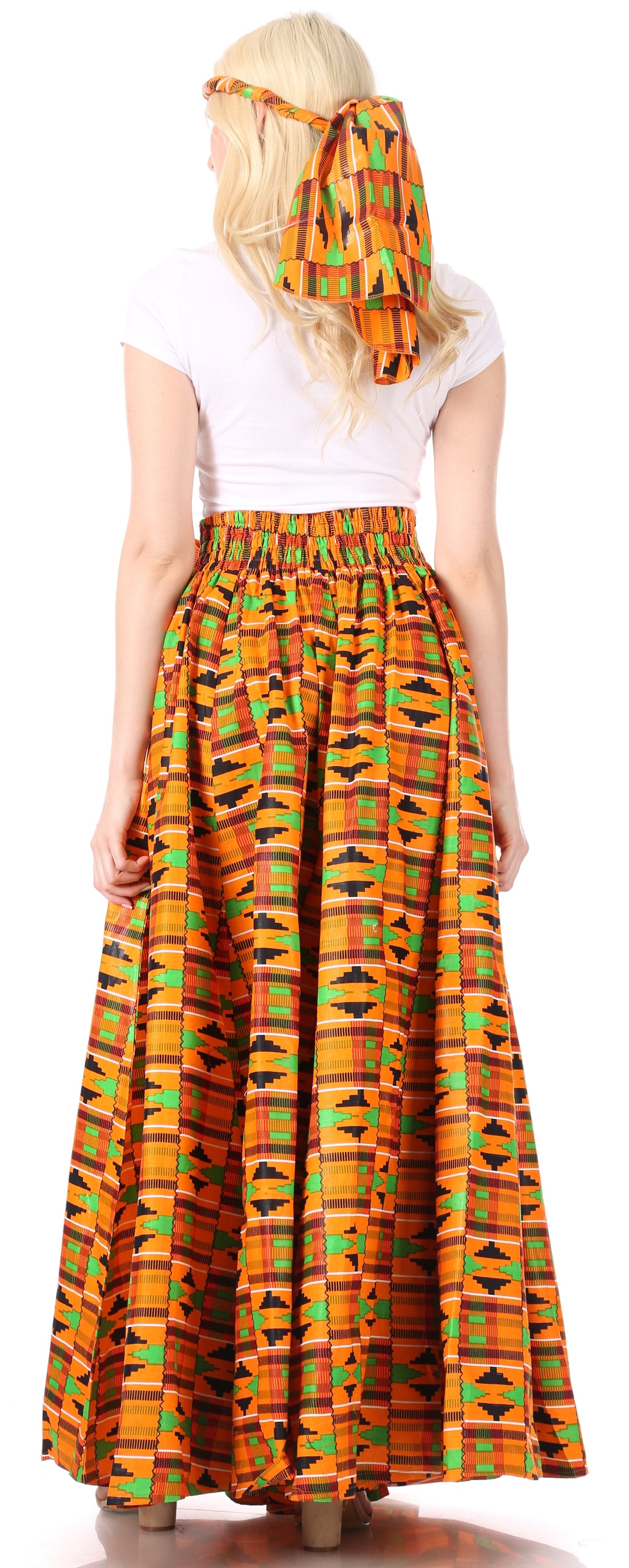 Sakkas Asma Convertible Traditional Wax Print Adjustable Strap Maxi Skirt Dress