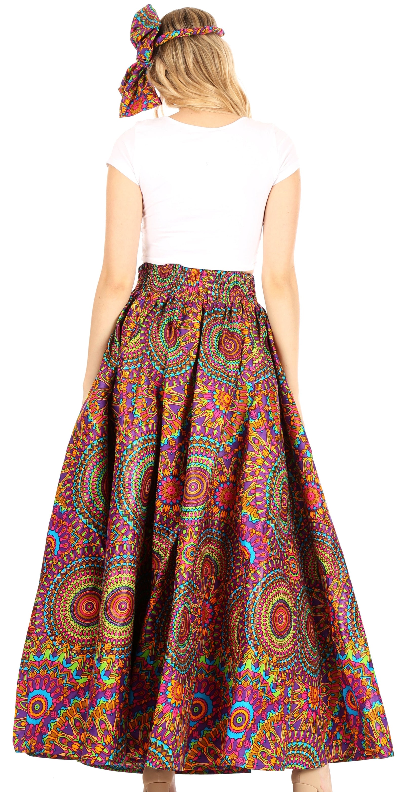 Sakkas Asma Convertible Traditional Wax Print Adjustable Strap Maxi Skirt Dress