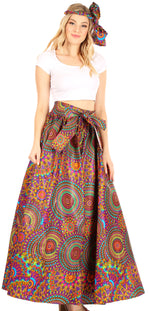 Sakkas Asma Convertible Traditional Wax Print Adjustable Strap Maxi Skirt Dress