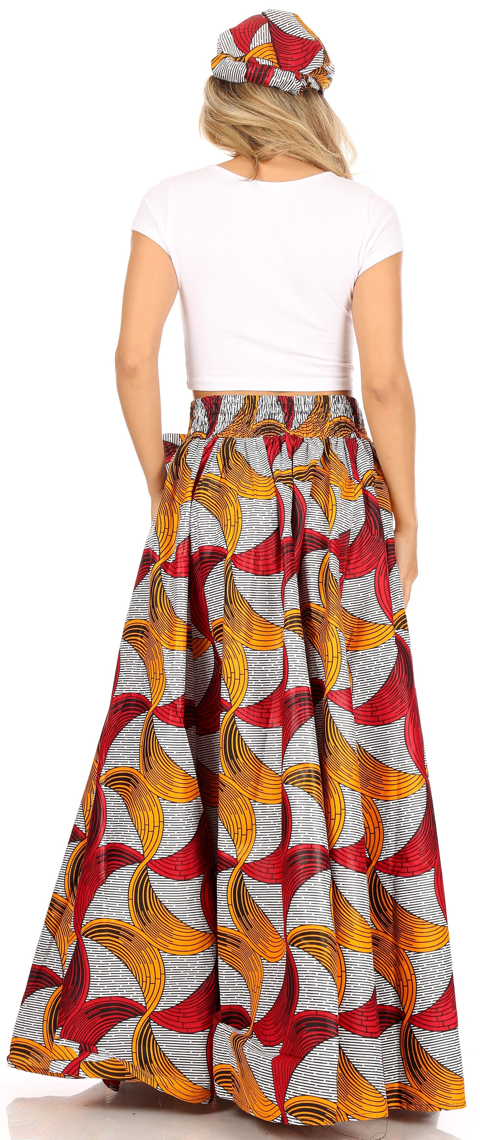 Sakkas Asma Convertible Traditional Wax Print Adjustable Strap Maxi Skirt Dress