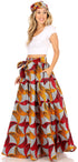Sakkas Asma Convertible Traditional Wax Print Adjustable Strap Maxi Skirt Dress