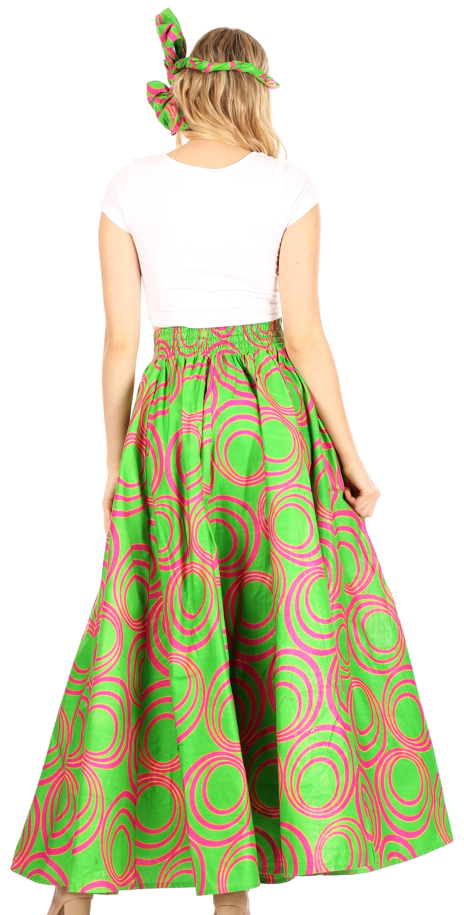 Sakkas Asma Convertible Traditional Wax Print Adjustable Strap Maxi Skirt Dress