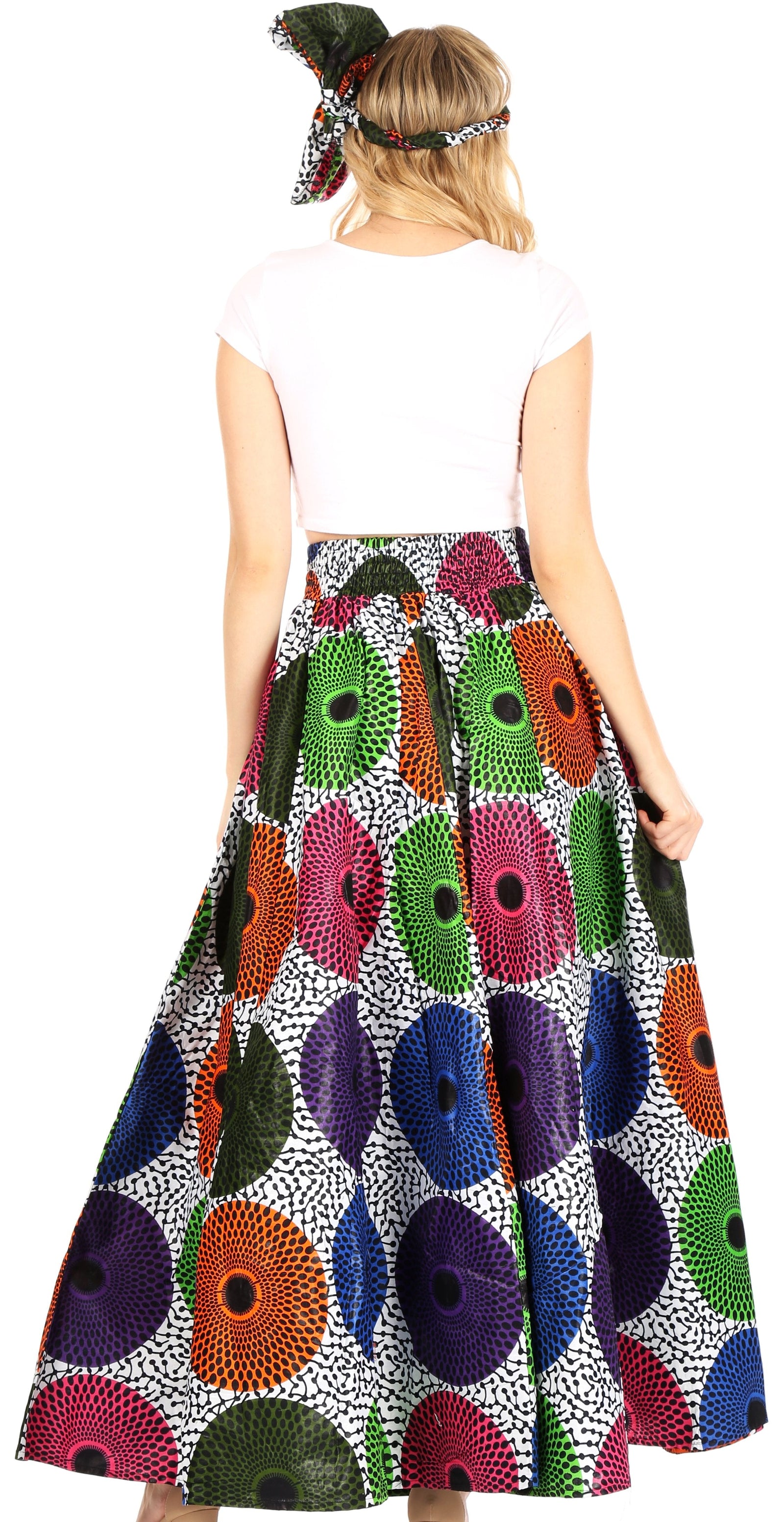 Sakkas Asma Convertible Traditional Wax Print Adjustable Strap Maxi Skirt Dress