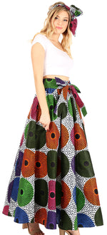 Sakkas Asma Convertible Traditional Wax Print Adjustable Strap Maxi Skirt Dress