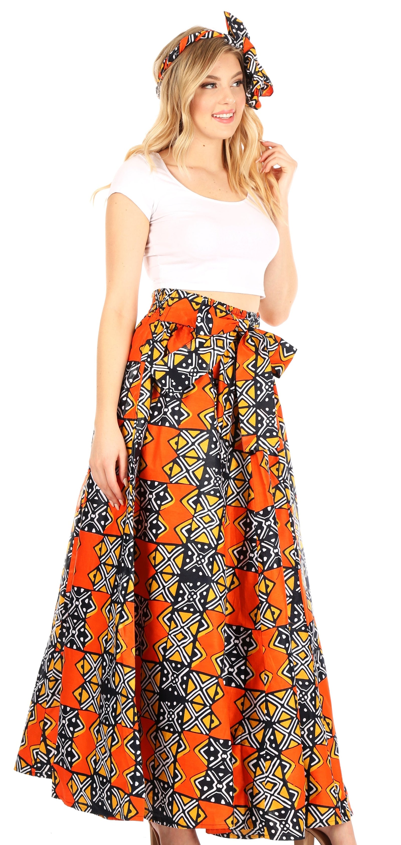 Sakkas Asma Convertible Traditional Wax Print Adjustable Strap Maxi Skirt Dress