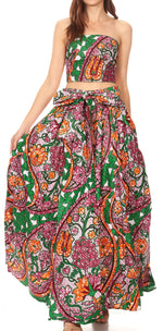 Sakkas Asma Convertible Traditional Wax Print Adjustable Strap Maxi Skirt Dress
