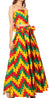 Sakkas Asma Convertible Traditional Wax Print Adjustable Strap Maxi Skirt Dress