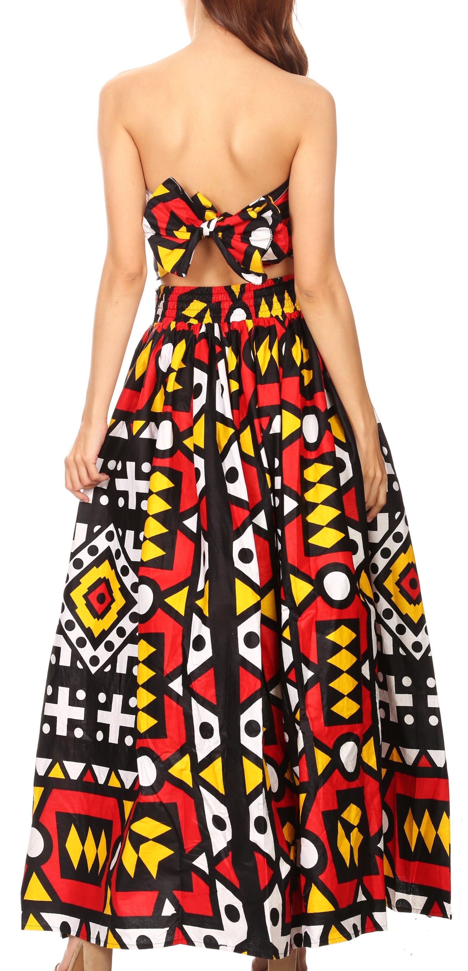 Sakkas Asma Convertible Traditional Wax Print Adjustable Strap Maxi Skirt Dress