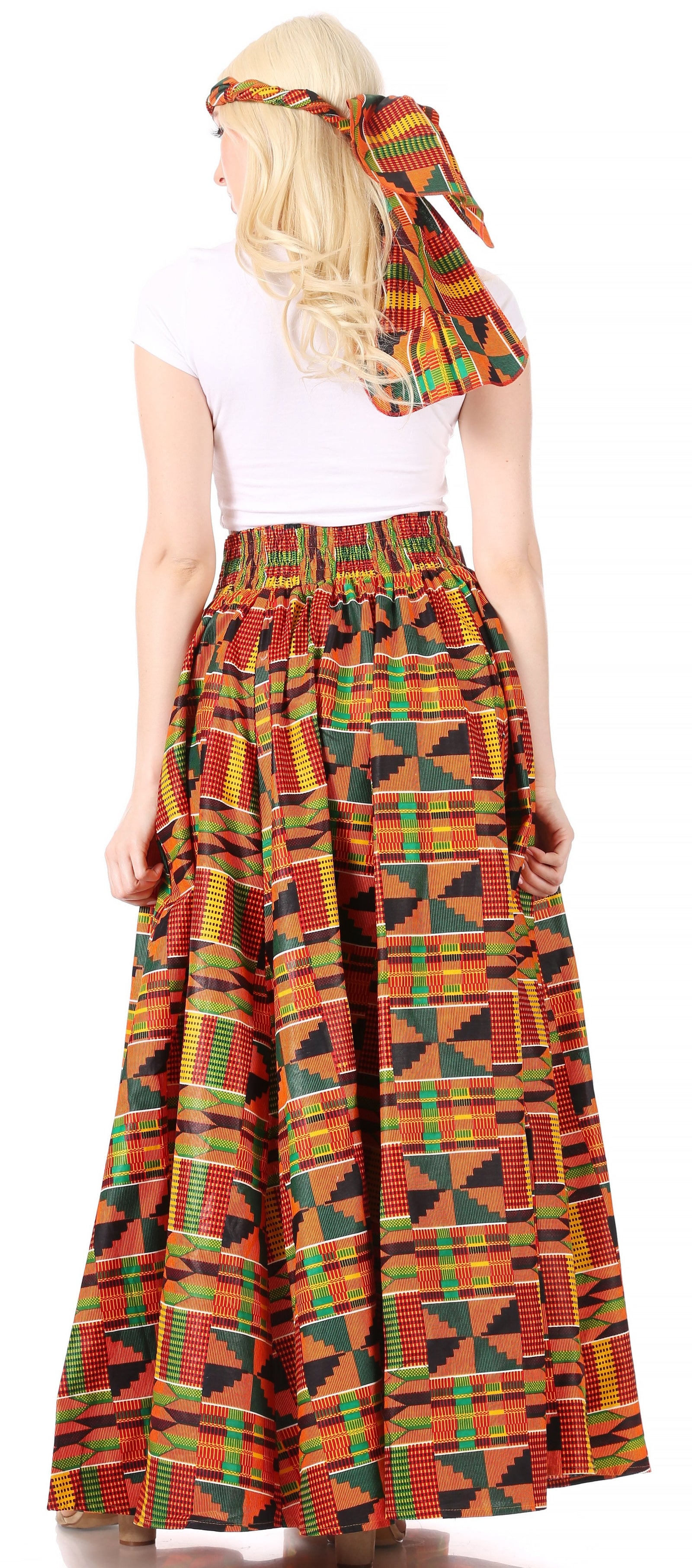 Sakkas Asma Convertible Traditional Wax Print Adjustable Strap Maxi Skirt Dress