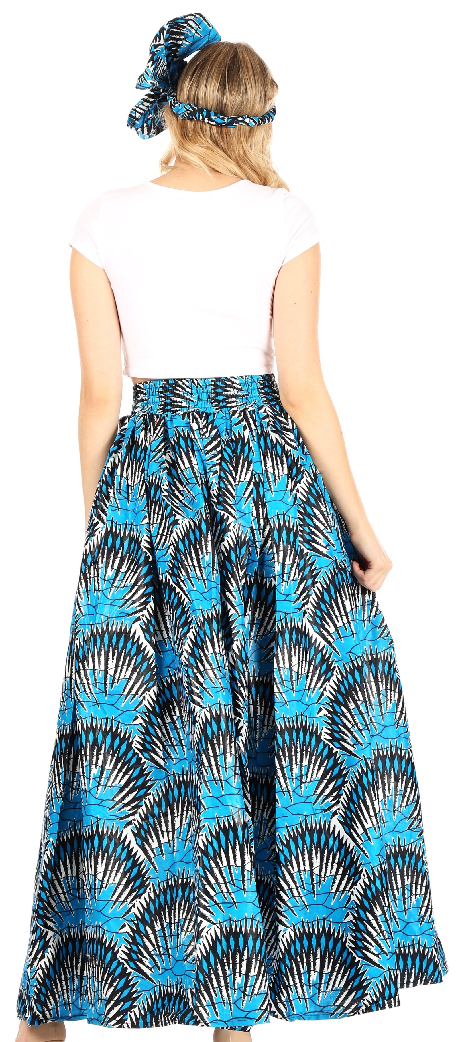 Sakkas Asma Convertible Traditional Wax Print Adjustable Strap Maxi Skirt Dress