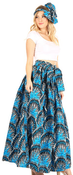 Sakkas Asma Convertible Traditional Wax Print Adjustable Strap Maxi Skirt Dress