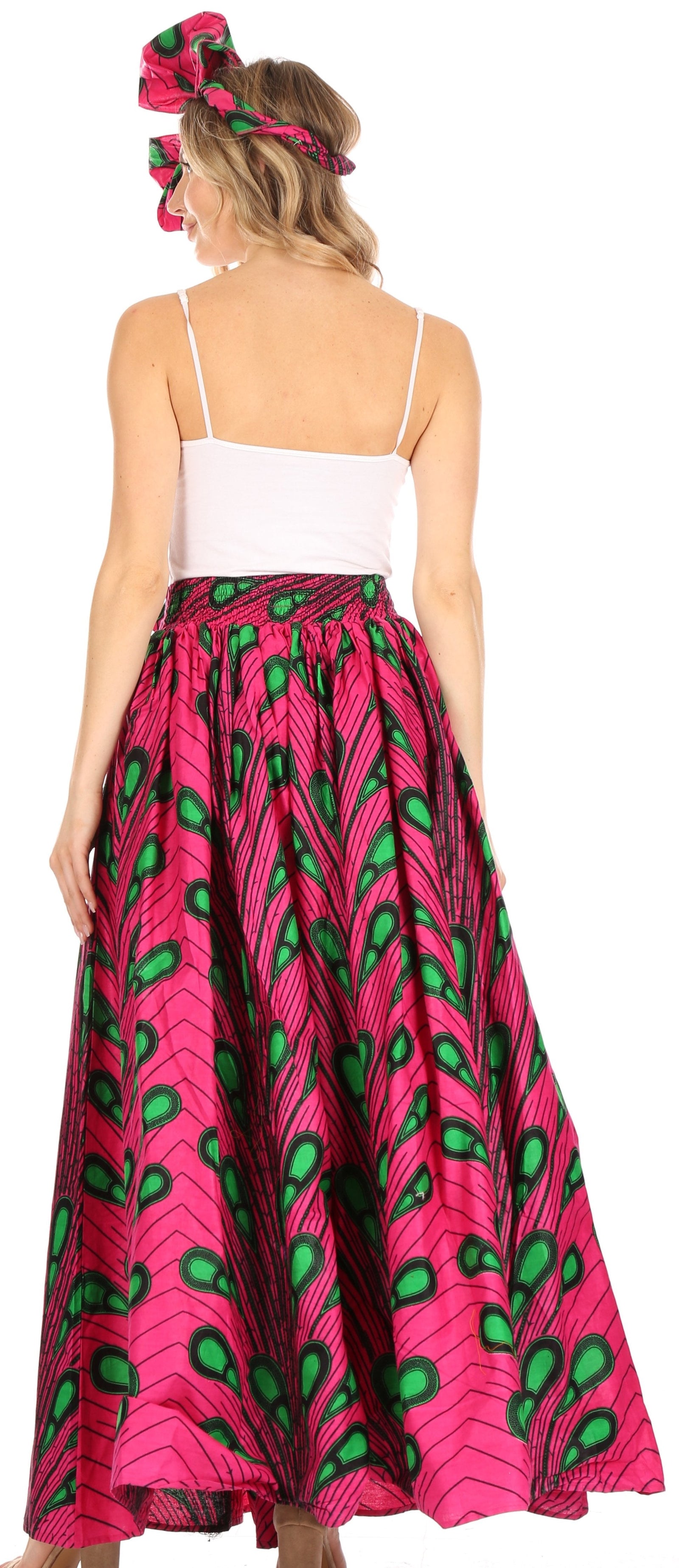 Sakkas Asma Convertible Traditional Wax Print Adjustable Strap Maxi Skirt Dress