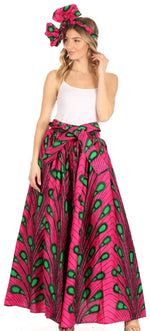 Sakkas Asma Convertible Traditional Wax Print Adjustable Strap Maxi Skirt Dress