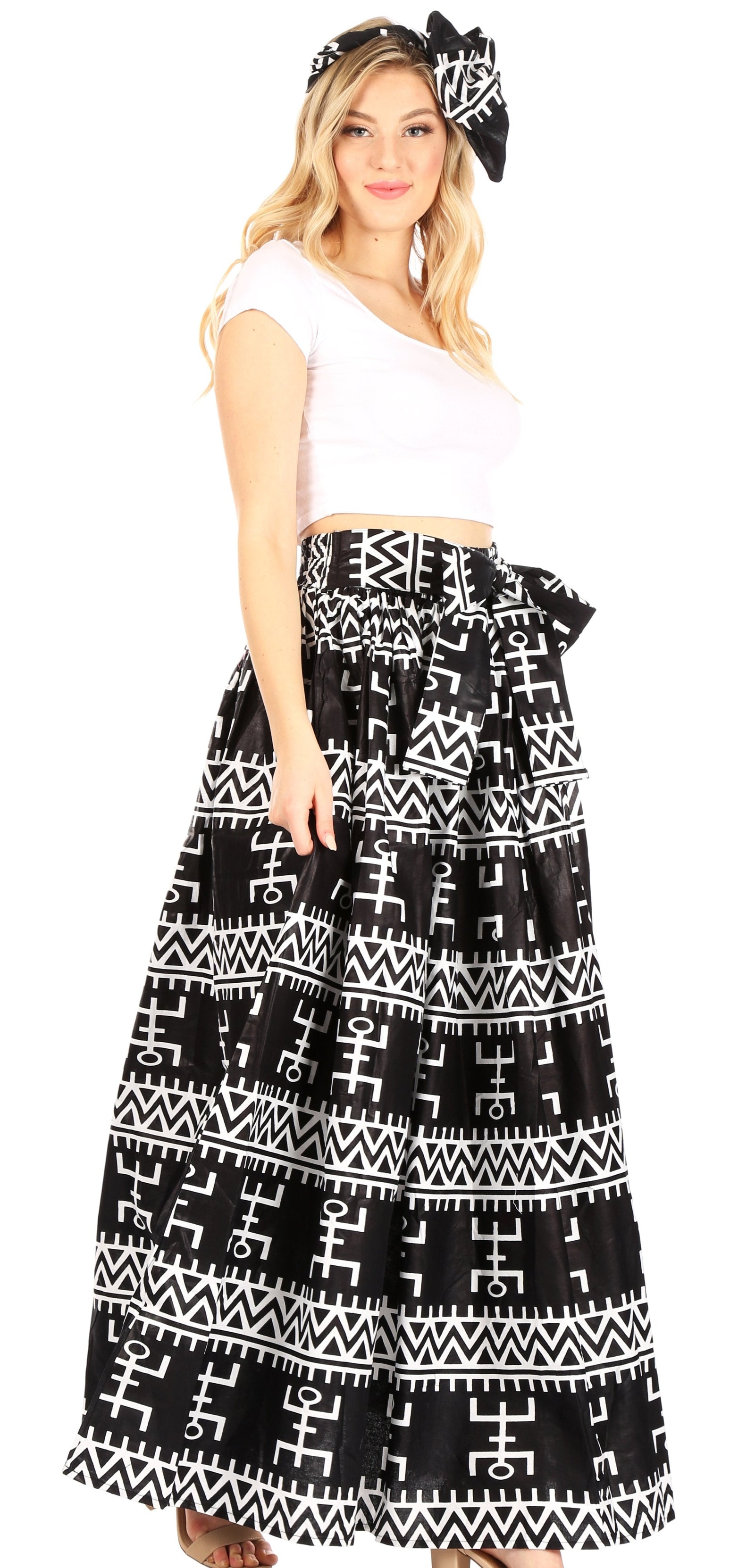 Sakkas Asma Convertible Traditional Wax Print Adjustable Strap Maxi Skirt Dress