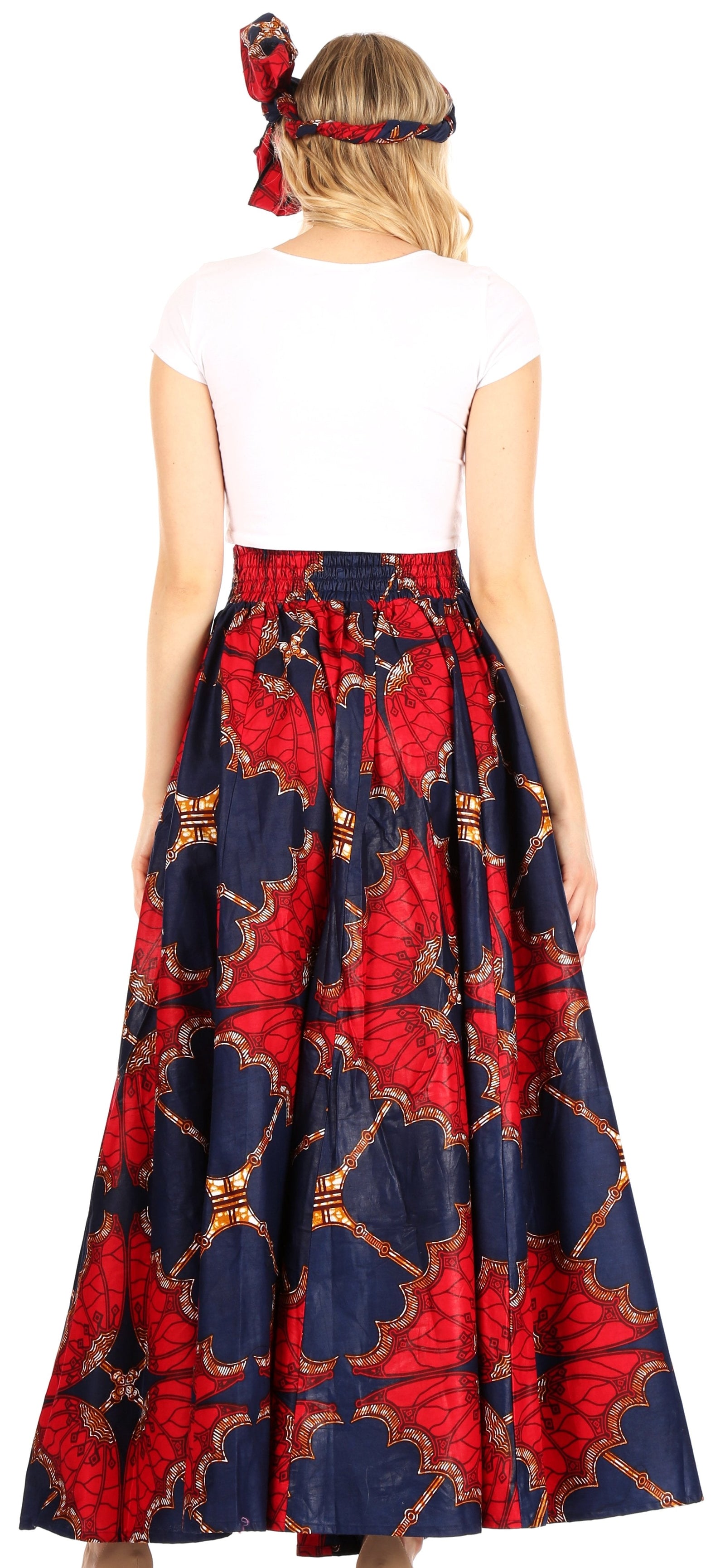 Sakkas Asma Convertible Traditional Wax Print Adjustable Strap Maxi Skirt Dress
