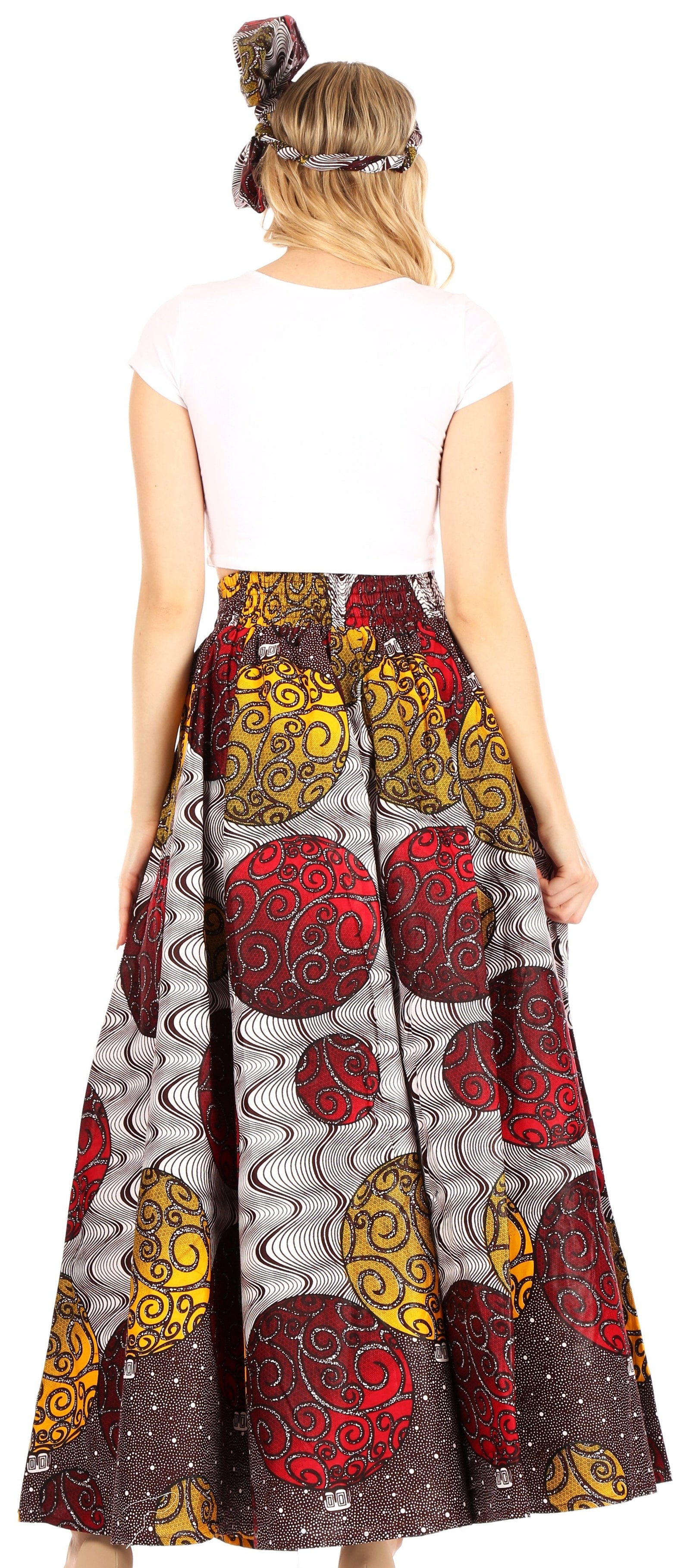 Sakkas Asma Convertible Traditional Wax Print Adjustable Strap Maxi Skirt Dress
