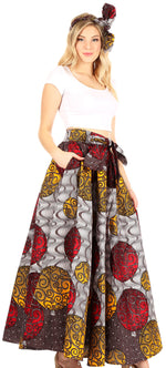 Sakkas Asma Convertible Traditional Wax Print Adjustable Strap Maxi Skirt Dress