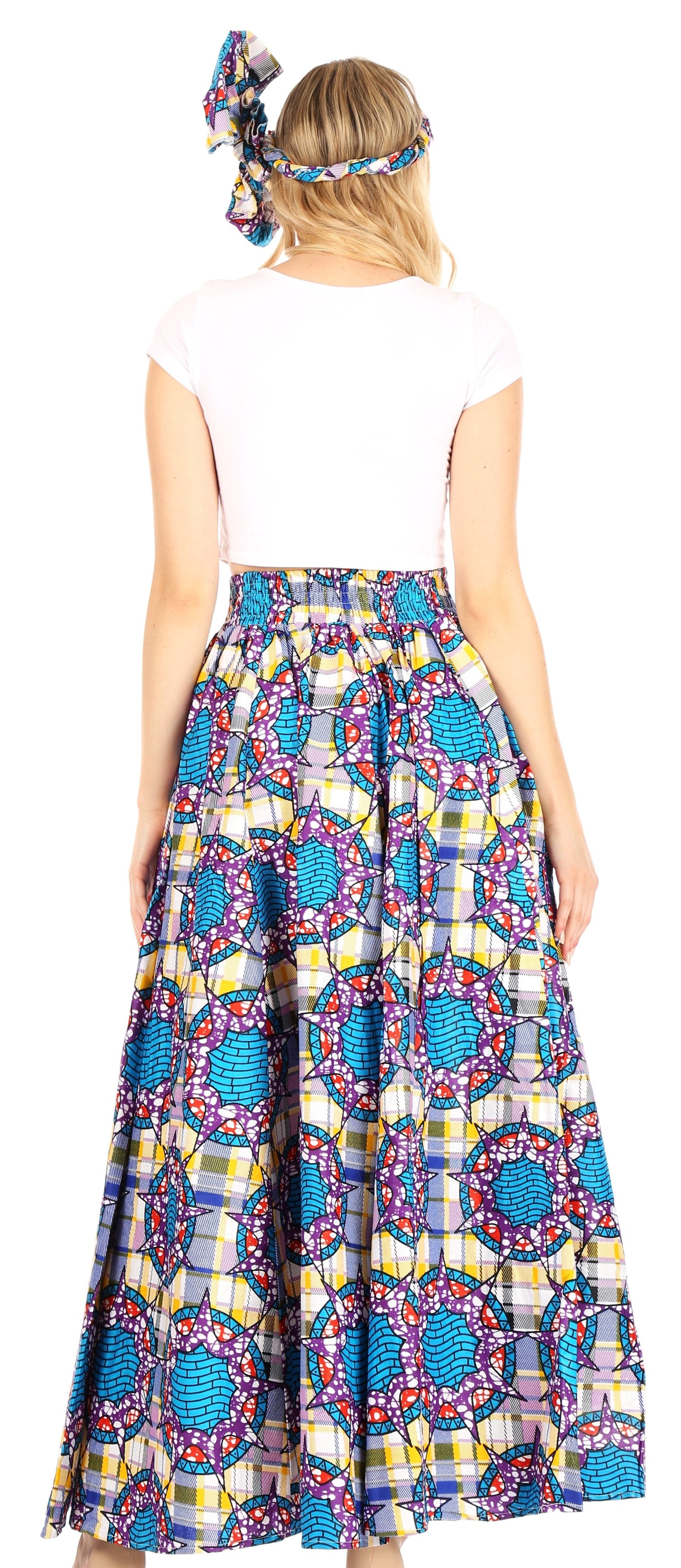 Sakkas Asma Convertible Traditional Wax Print Adjustable Strap Maxi Skirt Dress